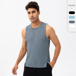 Fente conception hommes débardeurs Gym Fitness entraînement col rond séchage rapide haut de sport pour débardeur hommes - Product Image 1