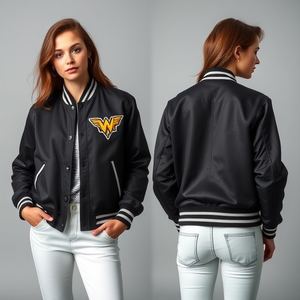 Veste universitaire personnalisée pour homme, veste de baseball bomber - Corps en laine, manches en cuir véritable - Style vintage universitaire, vêtements d'équipe - Product Image 5