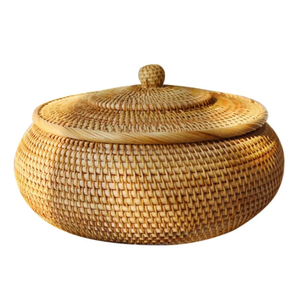 Cesta de regalo de flores de mimbre de jacinto de agua con patrón de placa, cesta de almacenamiento para decoración del hogar en Vietnam - Product Image 2