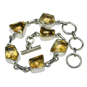 Bracelets de charme bohèmes en argent sterling 925 avec citrine jaune Shri Ashapura Jewels pour mariage/fête - Product Image 1