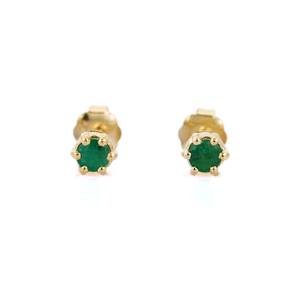 Handmade Natural Round Emerald Gemstone <b>Earring</b> <b>Studs</b> 14K <b>Fine</b> Yellow Gold Solitaire <b>Stud</b> <b>Earrings</b> <b>Fine</b> Jewelry for Women Girls - Product Image 1