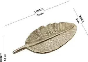 Bandeja de servicio de lujo dorada decorativa con forma de hojas personalizada - Product Image 4