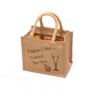 Sac à provisions unique en toile de jute imprimé de logo personnalisé pour bouteille de vin Pochette cadeau écologique en jute pour mariages et fêtes promotionnelles - Product Image 6