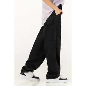 Pantalon cargo en toile taille haute pour femme, respirant, avec taille élastique, motif formel, technique froissée WM-NDJ-SS25-003 - Product Image 2