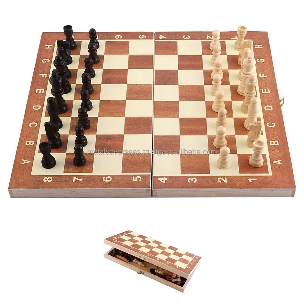 Unico artigianale in legno massello scacchi magnetico pieghevole in legno produttore di scacchi ed esportatore a basso prezzo realizzato in metallo all'estero