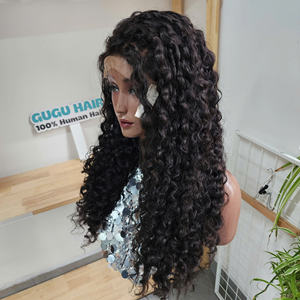 Perruque sans colle de luxe vietnamienne naturelle de 26 pouces, avec dentelle HD 5x5, cheveux humains vierges bouclés birmans couleur naturelle, pour femmes noires - Product Image 2