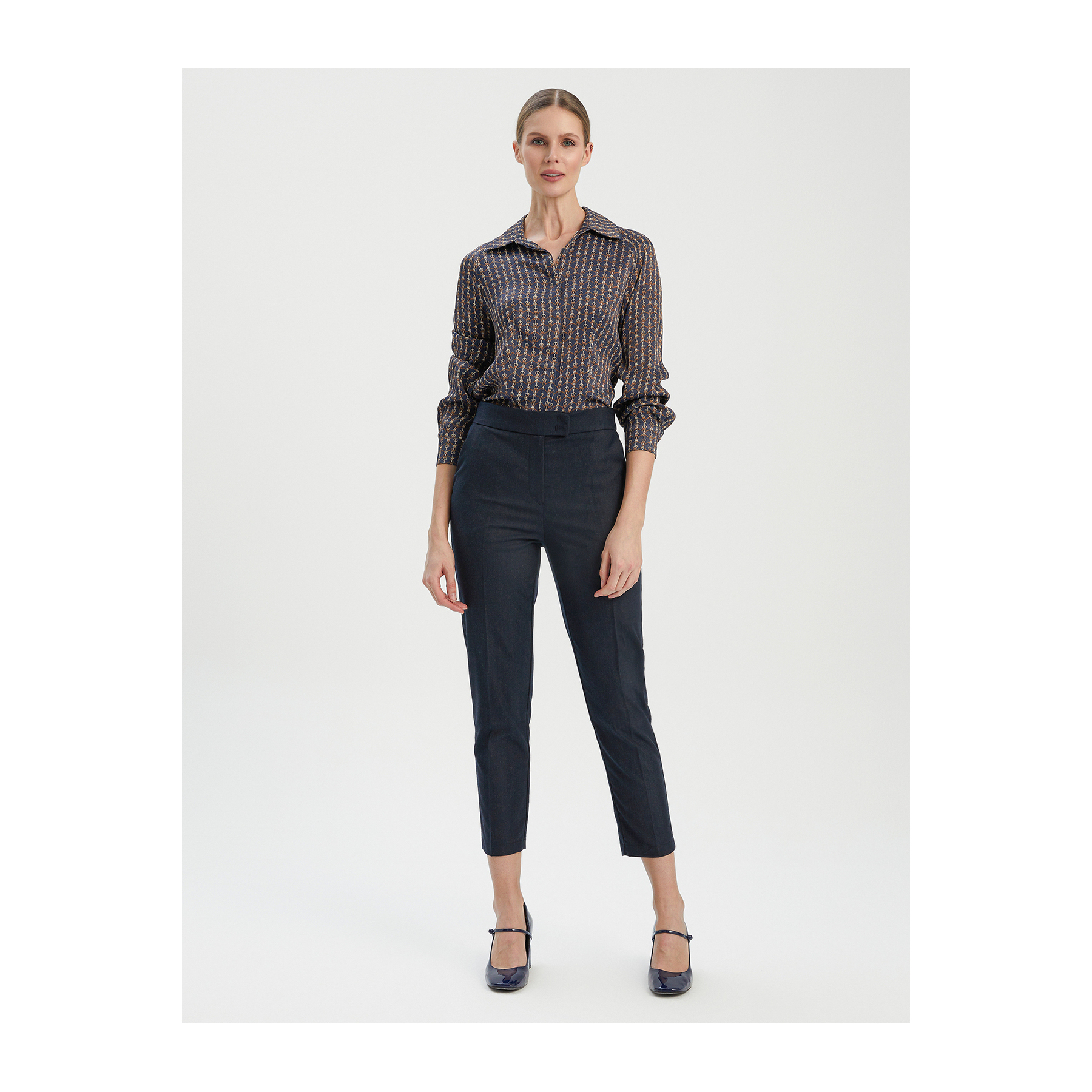 Viscose Blend Office Lady Skinny Ankle Slim Fit Pants Women's Narrow Leg Arched Belt Sets Eco-Friendly Breathable