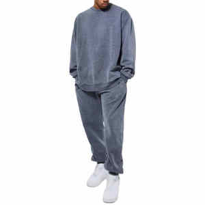 Nouveau design de survêtements avec logo personnalisé ACID WASHED pour hommes, vêtements de rue, sweats à capuche et pantalons de survêtement, survêtements pour hommes, 2025 - Product Image 1