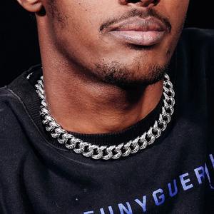 Cadena Cubana de Oro de 14k Personalizada de Joyería Fina, Cadena Cubana de Plata de Ley 925 Ancha de 10 mm, Cadena de Moissanita - Product Image 3