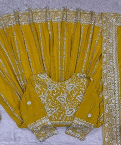 Bata de hilo y secuencia a la moda con desgaste festivo Dupatta precio al por mayor prenda étnica SALWAR KAMEEZ amarillo - Product Image 6