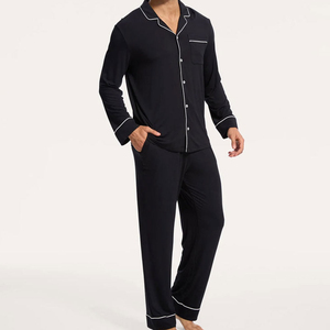 Conjuntos de Pijamas Personalizados con el Nombre de tu Marca para Hombre, Ropa de Dormir de Manga Larga, Pijamas de Satén 100% Seda, Traje de Noche de Verano - Product Image 1