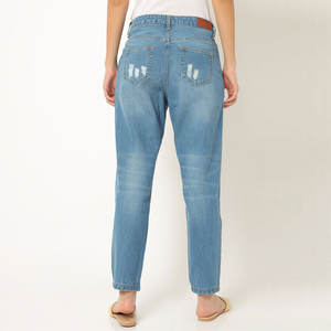 Pantalones Vaqueros de Mujer con Estilo, Desgastados, de Frente Plano, Novedad, Estilo Urbano, Acampanados, Transpirables, de Secado Rápido, con Cordón Ajustable, de Spandex/Algodón - Product Image 3