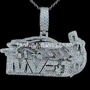 Colgante de Letra Cubana Chapado en Oro de 10K con Moissanita VVS Personalizada de Plata de Ley Estilo Hip Hop, Certificado por GIA, para Hombre Cristiano - Product Image 1