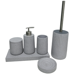 Nordic Eco-Friendly Resin 6-Piece Bathroom <b>Set</b> with <b>Soap</b> Dispenser Minimalist Home Decor - Product Image 4