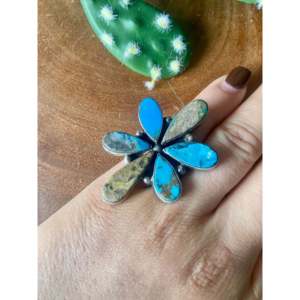 Bague en turquoise de Royston et argent sterling, fabrication Navajo, taille 7.5, bijou culturel de collection - Product Image 2