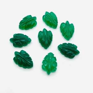 Pierre précieuse en onyx vert naturel sculptée à la main en forme de feuille pour la fabrication de bijoux 18x12 MM - Product Image 3
