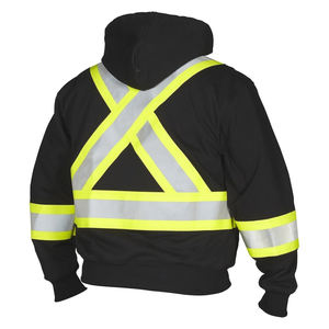 Vêtement de travail d'hiver haute visibilité, veste de sécurité, norme ANSI classe 2, bandes réfléchissantes, fermeture éclair personnalisée, style sweat-shirt en polyester, homme, LED clignotante - Product Image 4