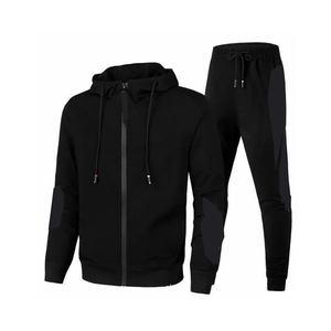 Conjunto Deportivo Unisex Rojo con Capucha, Sudadera con Cierre Completo, 100% Poliéster Transpirable de Secado Rápido, Pantalones Deportivos Negros Casuales - Product Image 2