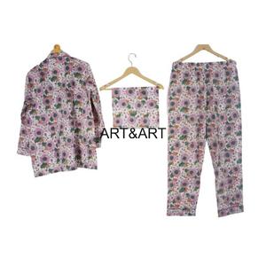 ชุดชุดนอนยาวผ้าฝ้ายน้ำหนักเบาพิมพ์ลายดอกไม้สำหรับใส่อยู่บ้านชุดฤดูร้อนงานแฮนด์เมดใหม่อินเดีย - Product Image 4