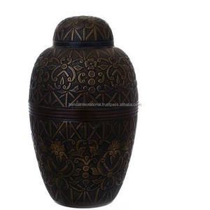 โกศใส่ศพทำจากทองเหลืองทรงโดมสำหรับผู้ใหญ่ดีไซน์ดอกไม้สีชมพูสีทองโกศศพ - Product Image 3