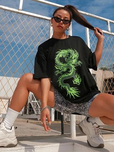 T-shirt uni en coton et polyester pour femmes, de couleur unie, respirant, décontracté, ample, streetwear - Product Image 5