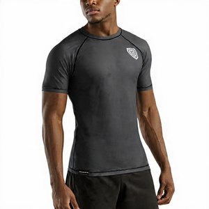 <b>Swim</b> Beach Printed Rash Guard Top Men Short Sleeve Compression Sublimation Tops Men's Workout Fitness Athletic Rash Guard Mens - Product Image 3