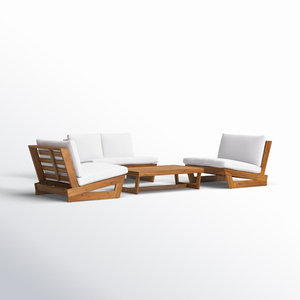 Modern Teak Wood Outdoor Sofa Set Minimalist Patio Lounge Furniture for Garden Villa Resort Hotel Outdoor <b>Seating</b> - Product Image 1
