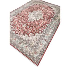 Alfombras de Seda Anudadas a Mano Gulmarg, Rectangulares, con Medallón Rojo Naranja Abstracto, para el Hogar, 9x12, Hechas a Mano en Tabriz, para Dormitorio o Pasillo - Product Image 2