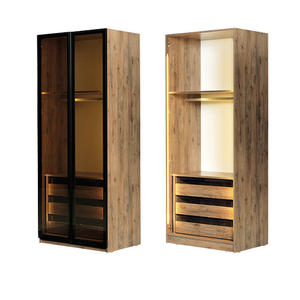 Armario de Diseño Moderno Athome, Color Nogal, Vidrio Templado, Estilo Rompecabezas, Mueble de Dormitorio Independiente, Duradero y Ecológico, Turquía - Product Image 1