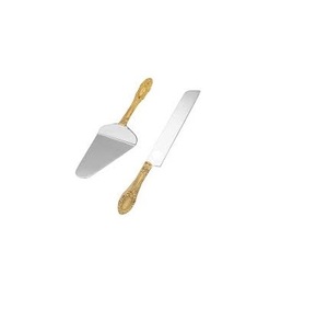 Couteau à gâteau à manche en laiton en bois et serveur produit le plus vendu couteau à gâteau en laiton et serveur pour une utilisation de gâteau de mariage - Product Image 4