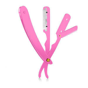 Logotipo personalizado privado Chapado en oro Profesional Facial Recto Barbero Maquinilla de afeitar Hoja plegable Maquinilla de afeitar Herramientas - Product Image 1