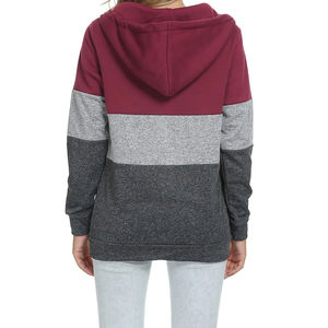 Nueva llegada Su propio diseño OEM ODM Servicio Señoras Color Block Hoodie 2024 Nueva llegada Zip up Hoodies para la venta - Product Image 4