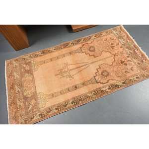 Alfombra tradicional de lana marrón beige 3,1X5,7 pies diseño de retales turcos para entrada sala de estar dormitorio con respaldo de látex - Product Image 2