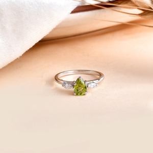 August Birthstone Ring <b>Peridot</b> Engagement Ring Pear 7x5mm 925 Sterling Silver Green Gemstone Handmade <b>Jewelry</b> for Women Gift - Product Image 1