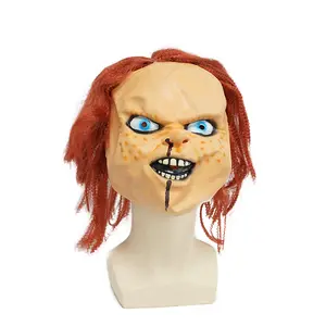 Cosplay película programa de televisión espeluznante fantasma muñeca accesorios Chucky muñeca máscara de látex FIESTA DE Halloween miedo Zombie máscaras de silicona