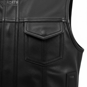 Nuevo Chaleco de motocicleta informal para hombre al por mayor 100% cuero Real invierno Club chaleco chaquetas para motorista Chaleco de moto para hombre Bomber - Product Image 6