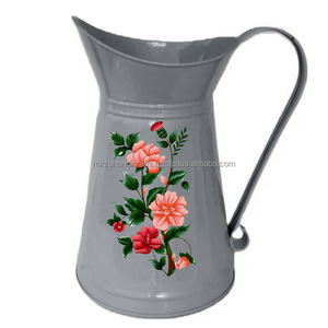Metal Pitcher Vase and <b>Planter</b> with Handle Flower Design Water Pitcher Perfect for Home Resurgent Use - Product Image 4
