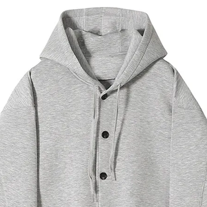 Sudadera con capucha de algodón 100% de talla grande a precio barato, sudadera con capucha de Color sólido al por mayor, sudadera térmica abotonada Premium para hombre - Product Image 3