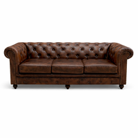 Ensemble de canapés Chesterfield en cuir de buffle AKKU ART EXPORTS |   Fauteuil vintage 1 place pour appartement, villa, salon |