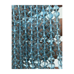 Cuentas redondas facetadas de Topacio Azul Natural de calidad superior personalizadas, hebra de 6-9mm de aproximadamente 8 pulgadas para la fabricación de joyas - Product Image 3