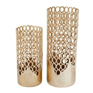 Vase cylindrique en aluminium argent corail avec lot de 2 fleurs pour la maison et le mariage Vase de table fantaisie au prix de gros - Product Image 2