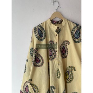 เสื้อเชิ้ตผ้าฝ้ายตัวยาวมีกระเป๋าเสื้อพิมพ์ลายย้อมสีธรรมชาติเสื้อท่อนบนงานปาร์ตี้ฤดูร้อนของผู้หญิงเสื้อขนาดเดียว - Product Image 3