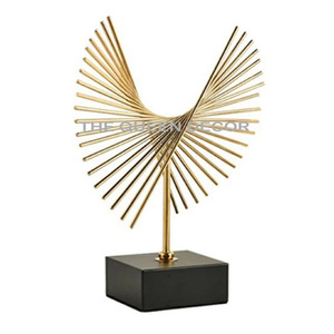 Modern <b>Gold</b> Finished Metal <b>Sculptures</b> Unique Artistic Home and Office Table Decoration Available at Low Price - Product Image 5