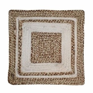 Sets de table carrés modernes en jute et coton écologiques, motif floral tressé, antidérapants, antibactériens, personnalisables pour la maison - Product Image 3