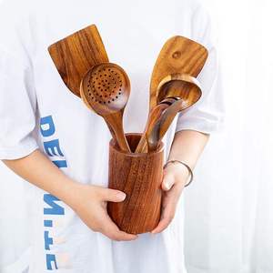 Soporte para utensilios de cocina de madera de acacia Natural de 5,8x3,7 pulgadas soporte para utensilios de cocina para encimera Crock - Product Image 2