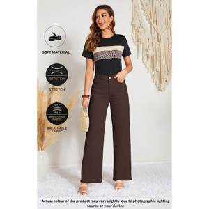 Jean en denim marron élégant et tendance pour femme, coupe large, luxueux, écologique, décontracté, taille 26-40 - Product Image 4