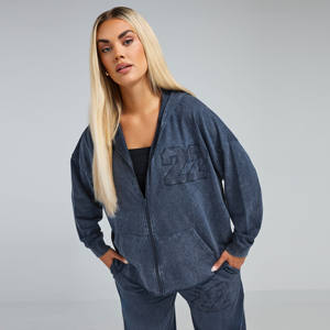 Custom Design Acid Wash Vintage Wash Distress Embroider Zip Up Hoodies For Womens High Quality Cotton Fleece Winter Sweatshirts - Product Image 1