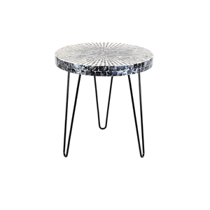 Table basse ronde en nacre au design moderne et sain avec pieds en métal Meubles de salon - Product Image 1