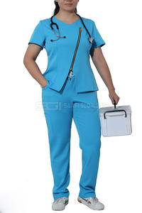 ชุดยูนิฟอร์มแพทย์ฤดูร้อนแบบสั่งตัดสำหรับผู้หญิง ผ้าสแปนเด็กซ์ ชุดสครับสำหรับบุคลากรทางการแพทย์ เสื้อและกางเกงสำหรับชุดพยาบาลและแพทย์ - Product Image 6