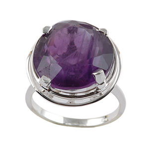 La plus récente bague améthyste en argent sterling 925 du designer fait à la main avec un design de pierres précieuses simples classiques pour les fêtes - Product Image 2